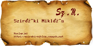 Sziráki Miklós névjegykártya