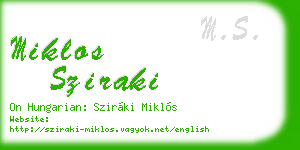 miklos sziraki business card